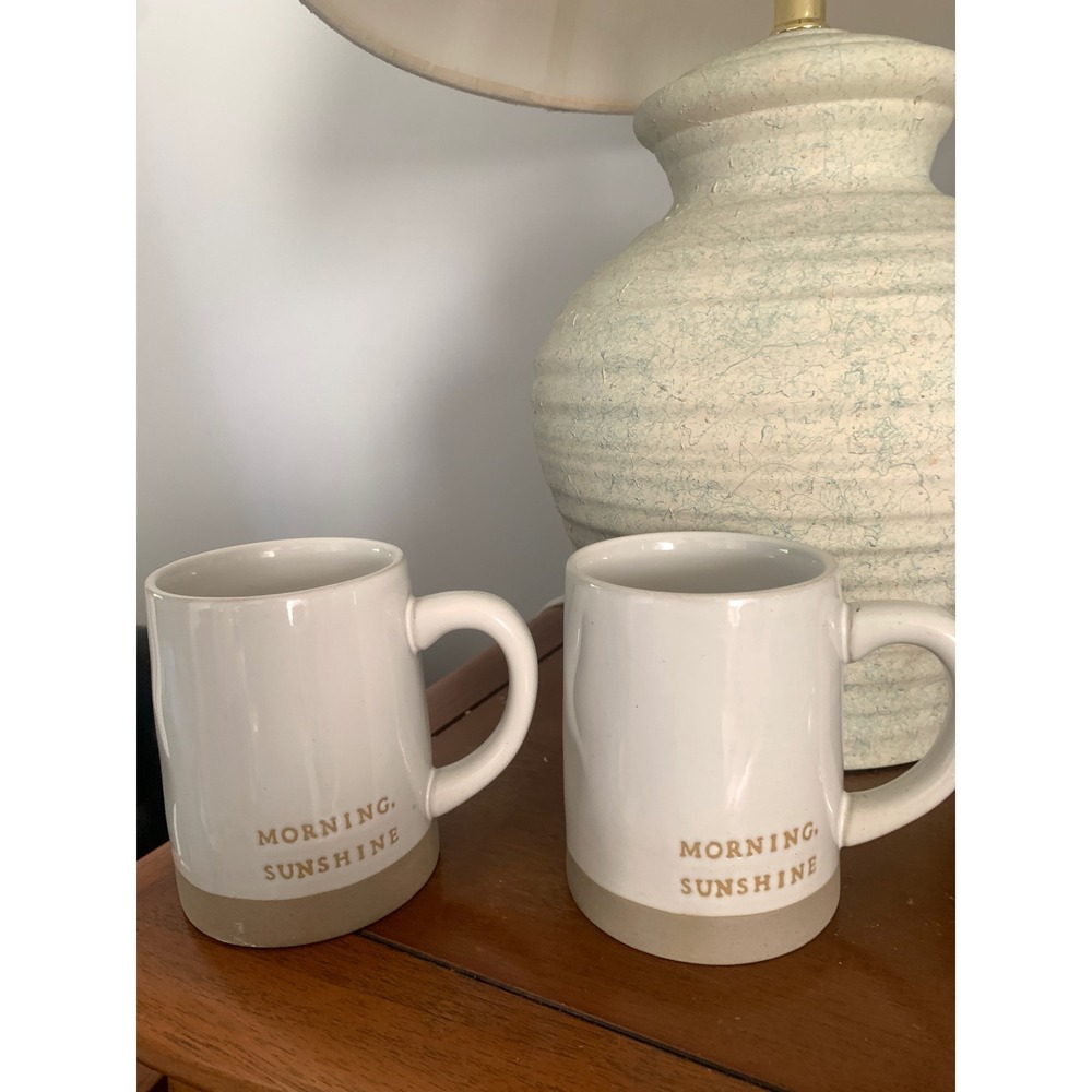 Hearth & Hand‎ Magnolia Morning Sunshine Stoneware Coffee Mug Set 2 White Cream